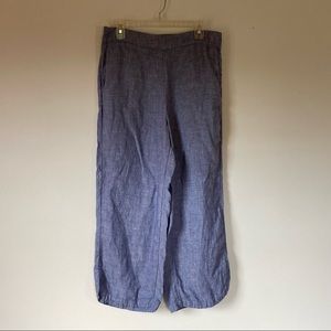 Christian Siriano Blue Linen Wide Leg Ankle Pants